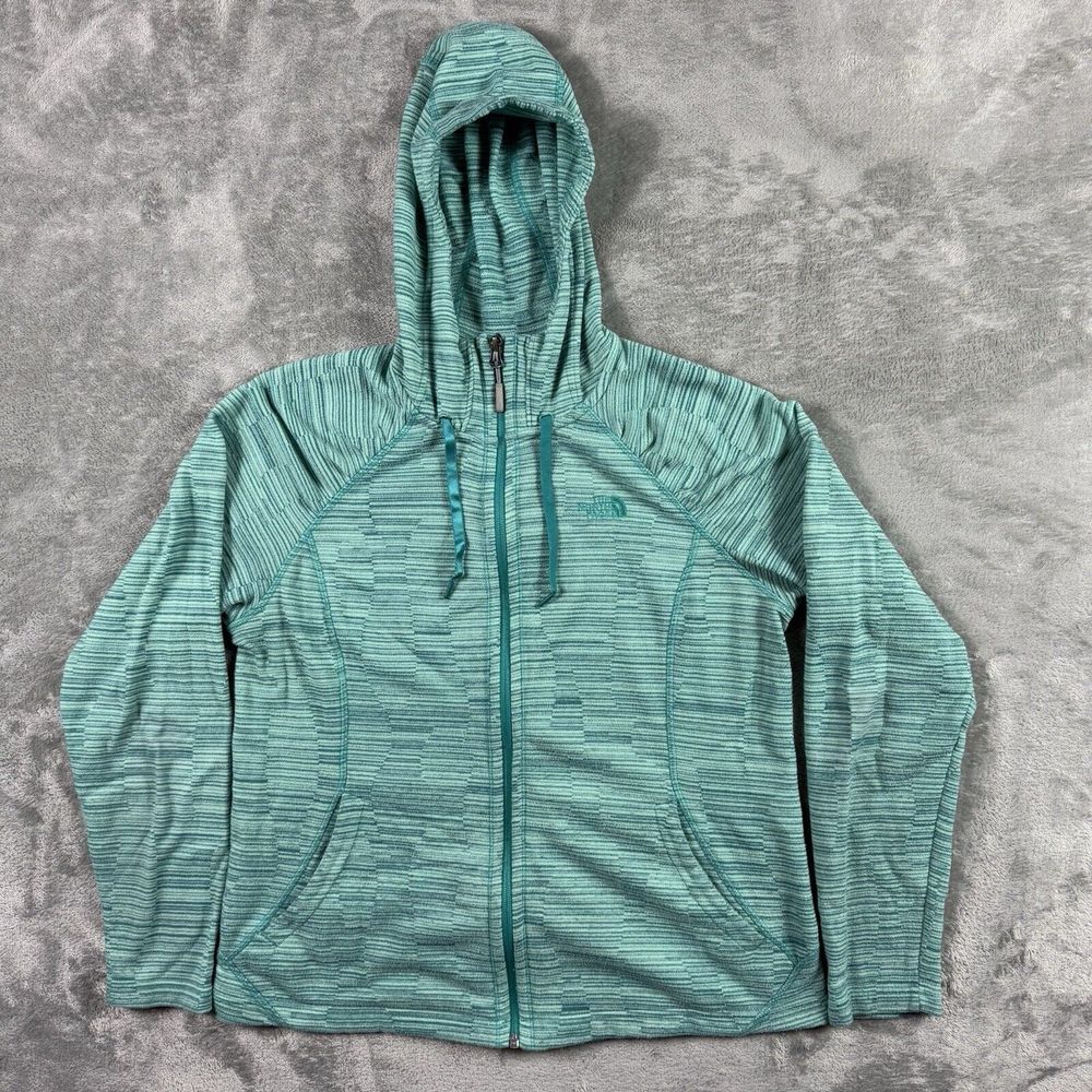 The North Face Jacket Womens Large Teal Fleece Full Zip Hoodie Lightweight